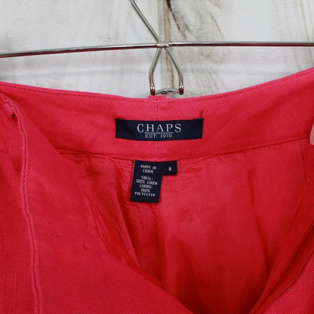 NWT CHAPS Pool Side Pink Linen Flat Front Lined Dress Pants Size 8 - Picture 10 of 11